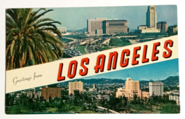 Greetings from Los Angeles Aerial Split View California CA UNP Postcard c1960s - £3.13 GBP