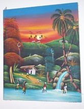 Haitian Village Haiti Original Canvas Painting By A. Jn Jn - £235.98 GBP