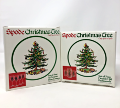 Spode Set of 4 Christmas Wine Glasses + Set of 4 Double Old Fashioned w/Boxes - £42.44 GBP