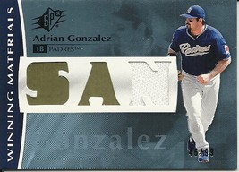 2008 SPx Winning Materials Team Initials/99 Adrian Gonzalez WM-AG Padres 46/99 - £2.61 GBP