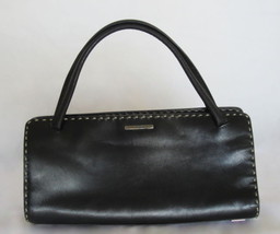 $1300 AUTH Gucci black leather handbag w/ contrast stitching - $194.95