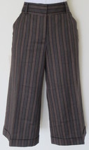 $298 Diane von Furstenberg brown striped wide-leg cropped trousers 8 - £43.82 GBP