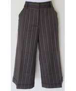 $298 Diane von Furstenberg brown striped wide-leg cropped trousers 8 - £43.78 GBP