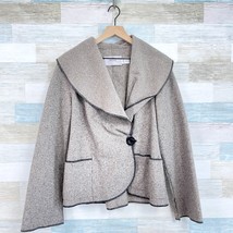 Janska Sweater Knit Jacket Brown Collared Pockets Unlined USA Made Women... - $49.49