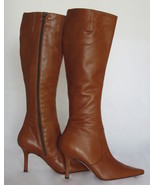 $440 AUTH Isaac Mizrahi cognac leather knee-high boots 6.0 NWOB - £58.97 GBP