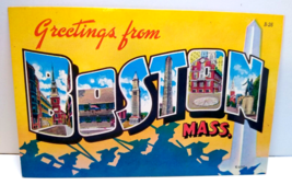 Greetings From Boston Massachusetts Large Big Letter Chrome Postcard Yel... - $29.03