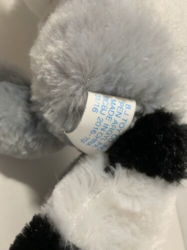 B.J. Toy Company raccoon plush long tail 2016 gray black white stuffed toy - $10.88