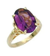 Purple Amethyst Russian CZ Ring Sizeable Gold Plated Solitaire 5 Carats - £20.16 GBP