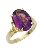 Purple Amethyst Russian CZ Ring Sizeable Gold Plated Solitaire 5 Carats - $34.97 CAD