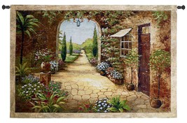 55x37 SECRET GARDEN I Floral Tuscan Villa Old World Tapestry Wall Hanging - £126.92 GBP