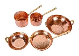 Pure Copper Cookware Set 5 Piece Set (Copper Sauce Pan Set | Copper Kadhai Set | - £210.03 GBP