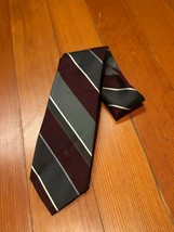 Vintage CHRISTIAN DIOR 100% Silk Necktie Tie Multicolor Stripe Logo - £15.18 GBP