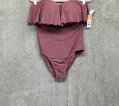 Kona Sol Womens Mulberry Purple Scalloped Flounce Swimsuit Size M Strap ... - £15.84 GBP