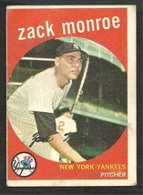 New York Yankees Zack Monroe 1959 Topps Baseball Card # 108 vg - £2.17 GBP