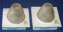 Vintage Look Frosted Crackle Glass Light Shades Set of Two (2) NEW in Box - £23.94 GBP