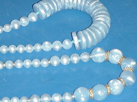 Necklace Baby Blue Chunky Beads Easter Jewelry Vintage Jewelry Set of Tw... - £47.94 GBP