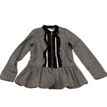 Persnickety Girls Herringbone Peplum Jacket Size 10 Wool/Nylon Blend Bla... - $43.20