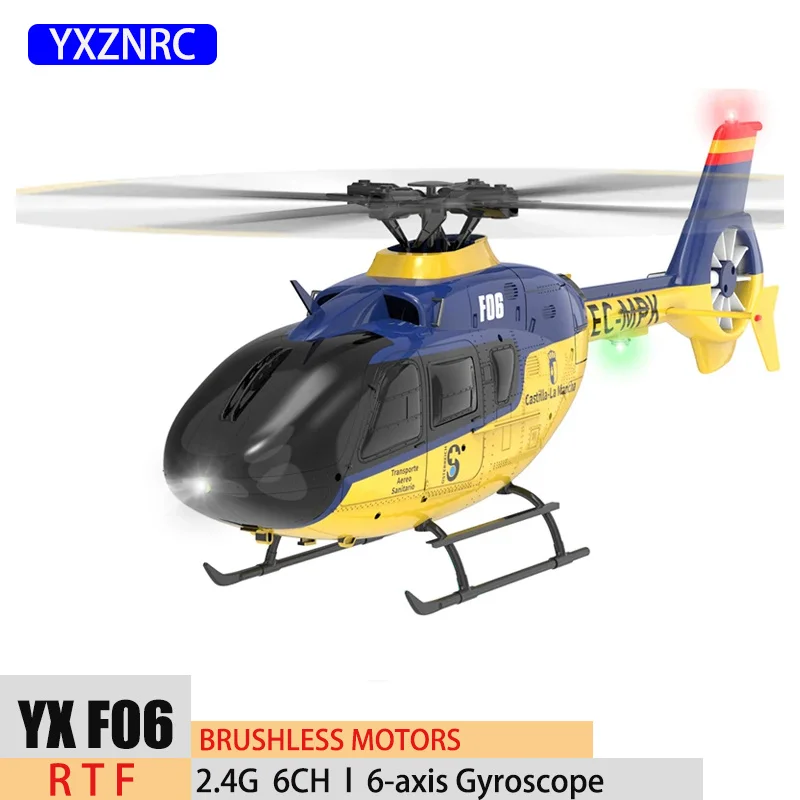 Yxznrc F06 EC135 2.4G 6CH Rc Helicopter 1:36 6 Axis Rtf Direct Drive Dual - £267.60 GBP+