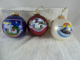Oregon Lighthouse Blown Glass Christmas Ornaments Vintage imperfect Set ... - $24.74