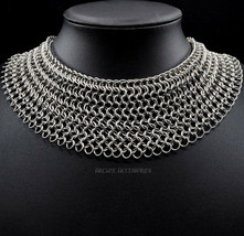 Aluminum Necklace Silver Color Chainmail piece for Women – Handmade intimate - £71.41 GBP+