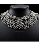 Aluminum Necklace Silver Color Chainmail piece for Women – Handmade inti... - £65.12 GBP+