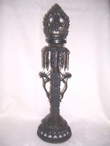 Pair Bronze Antique Tibet Oil Lamps On Turtle With 24 Buddha Stem &amp; 4 Arm Ganesh - £961.55 GBP