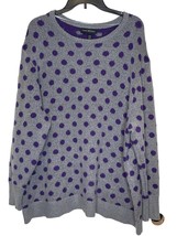 Lane Bryant Women&#39;s Sweater Plus Size Pullover Polka dots Gray Purple Size 22/24 - $19.79