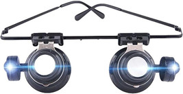 Magnifying Eye Glasses Dual Lens 20X w/ Led Light S Hands Free Jewelers Magnifier - £28.23 GBP