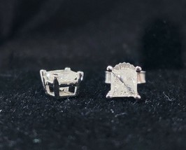NEW 14k White Gold Princess-Cut 3mm Square Cubic Zirconia CZ Stud Earrings - £23.76 GBP