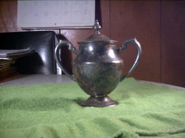 Vintage Silver on Copper Tea Set Sugar Bowl/Container w/Lid - $7.00