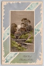 Christmas Greetings Moon Above Cabin Brisge Lake c1905 Postcard O23 - £5.23 GBP