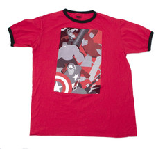 Marvel Hero&#39;s Iron Man Hulk Captain America Men&#39;s Red T Shirt Medium - £7.78 GBP