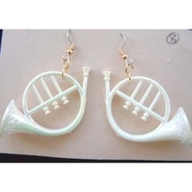 French Horn Earrings Musical Instrument Funky Jewelry White Big - £4.78 GBP