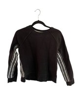 ATHLETA 24/7 Womens Sweatshirt Black White Striped Crew Neck Cropped Siz... - £9.93 GBP