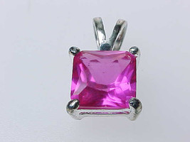 Pink Cubic Zirconia Pendant   In Sterling Silver - £27.40 GBP