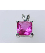 PINK CUBIC ZIRCONIA Pendant - in Sterling Silver - £27.91 GBP