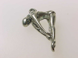 STERLING SILVER Lady Swim Diver Charm PENDANT - 1 inch long - FREE SHIPPING - $25.00