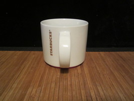 2012 Starbucks Coffee Mug Tea Cup White with Red Trim Etched Logo 14oz S... - £15.97 GBP