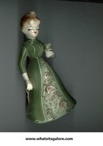 Japan Figurine Girl In Green Dress With Spaghetti Missing Poodle? + Parasol - $6.00