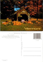 Vermont Fall Harvest Autumn Pumpkins Rustic Barn Tree Leaves Vintage Postcard - £7.36 GBP