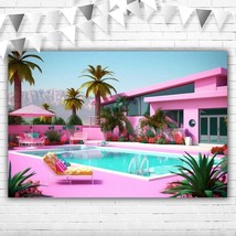 Princess Dolly Dream House Backdrop 7X5FT Tropical Malibu Beach House Ba... - £40.48 GBP