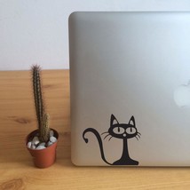 fun decorative stickers, cute black cat, laptop, wall decals - £4.33 GBP