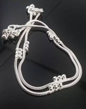 Anklet Bracelet Silver Plated Women Ankle Chain Indian Payal Foot Jewelry 25 cm - $17.67