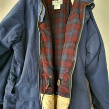 LL Bean Mens XL Winter Coat Jacket Insulated Red Plaid Lambswool Lined H... - $55.12