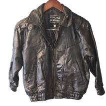Navarre Leather Company Women&#39;s Jacket Sz 12 Black Italian Stone Design Coat Zip - £21.92 GBP
