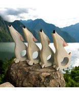 Vtg Set If 4 howling wolf Pack NAPKIN RINGS Family folk art southwestern... - $17.51 CAD