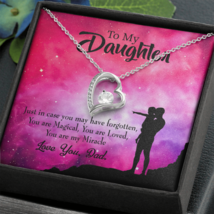 To My Daughter Daughter is Dad&#39;s Miracle Forever Necklace w Message Card - £45.35 GBP+