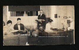 SNAPSHOT from ALBUM * 1921 Know any of these people? office man with book  - $8.86