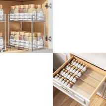 4 Tier- 4 Pack Clear Spice Drawer Organizer And Pull Out Spice Rack Bundle - $71.99