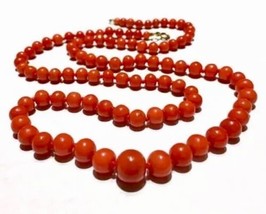29g! Long 18k RED no dye natural coral beads 18k solid gold necklace 珊瑚 - $1,550.40